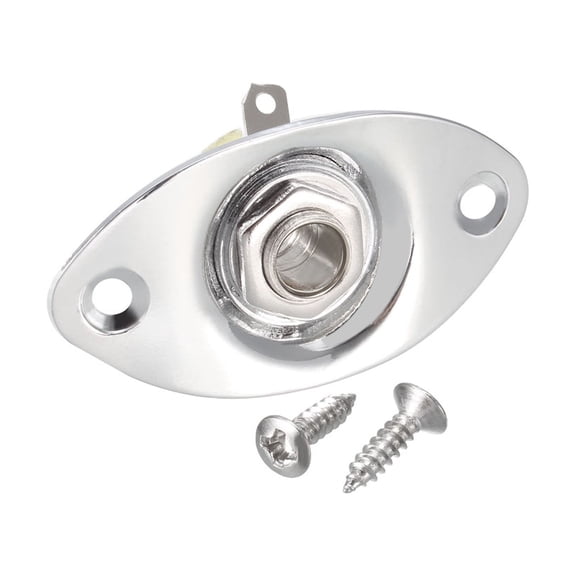 Oval Output Input Jack Plat Socket w Screws for Style Electric Guitar Parts Replacement Chrome