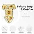 thumbnail image 6 of Rateoe Watercolor With Sunflowers Printed Women Rash Guard Short Sleeve,Tummy control Swimsuit Surfing Swimsuit Bathing Suit Short-sleeved Onesie UPF 50+, 6 of 6