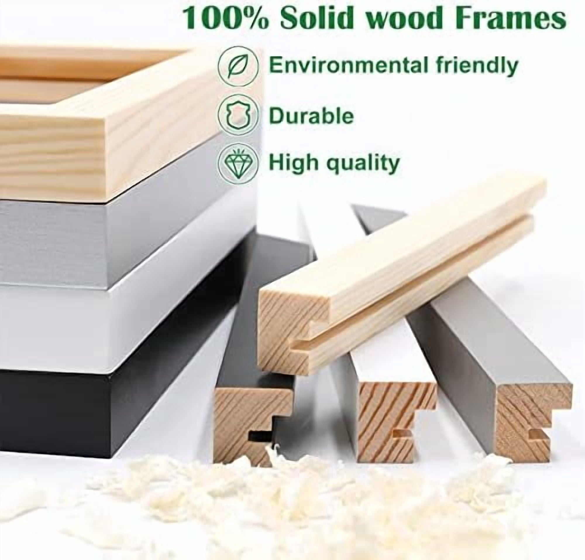 A3 Picture Frame, Black Solid Wood Frame with Acrylic Plexiglass for Pictures A4 with Mat or A3 without Mat, Wall Display Poster Frame 1 Pack