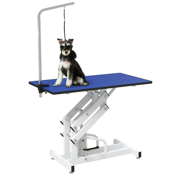 PawHut Height Adjustable Pet Grooming Table for Dogs Blue