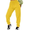 thumbnail image 5 of YOTMKGDO Women's Casual Solid Pocket Pants High Waist Elastic Band Pants, Sweatpants for Women, Yellow Sizes S-3XL, 5 of 5