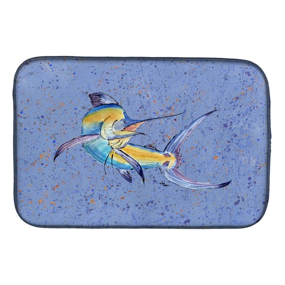 Caroline's Treasures Blue Marlin Dish Drying Mat