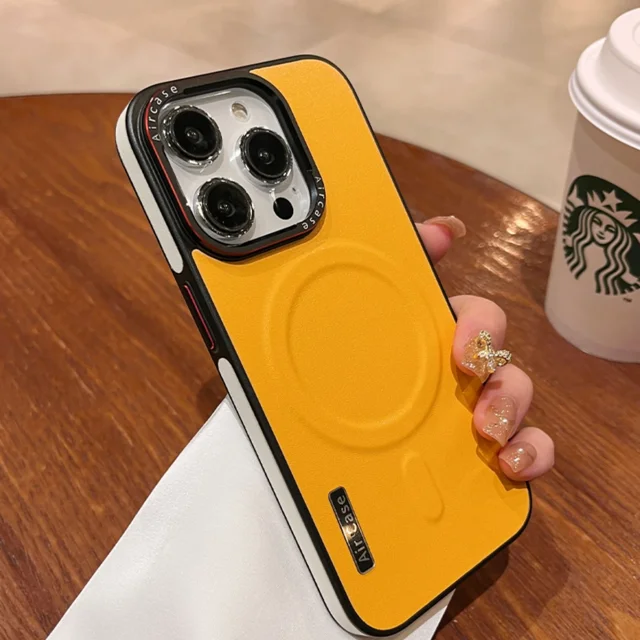 Business Double Color Leather Magsafe Case for iPhone 12 13 16 15 Pro Max Magnetic Matte Soft Shockproof Cover for iPhone 15Pro tzw