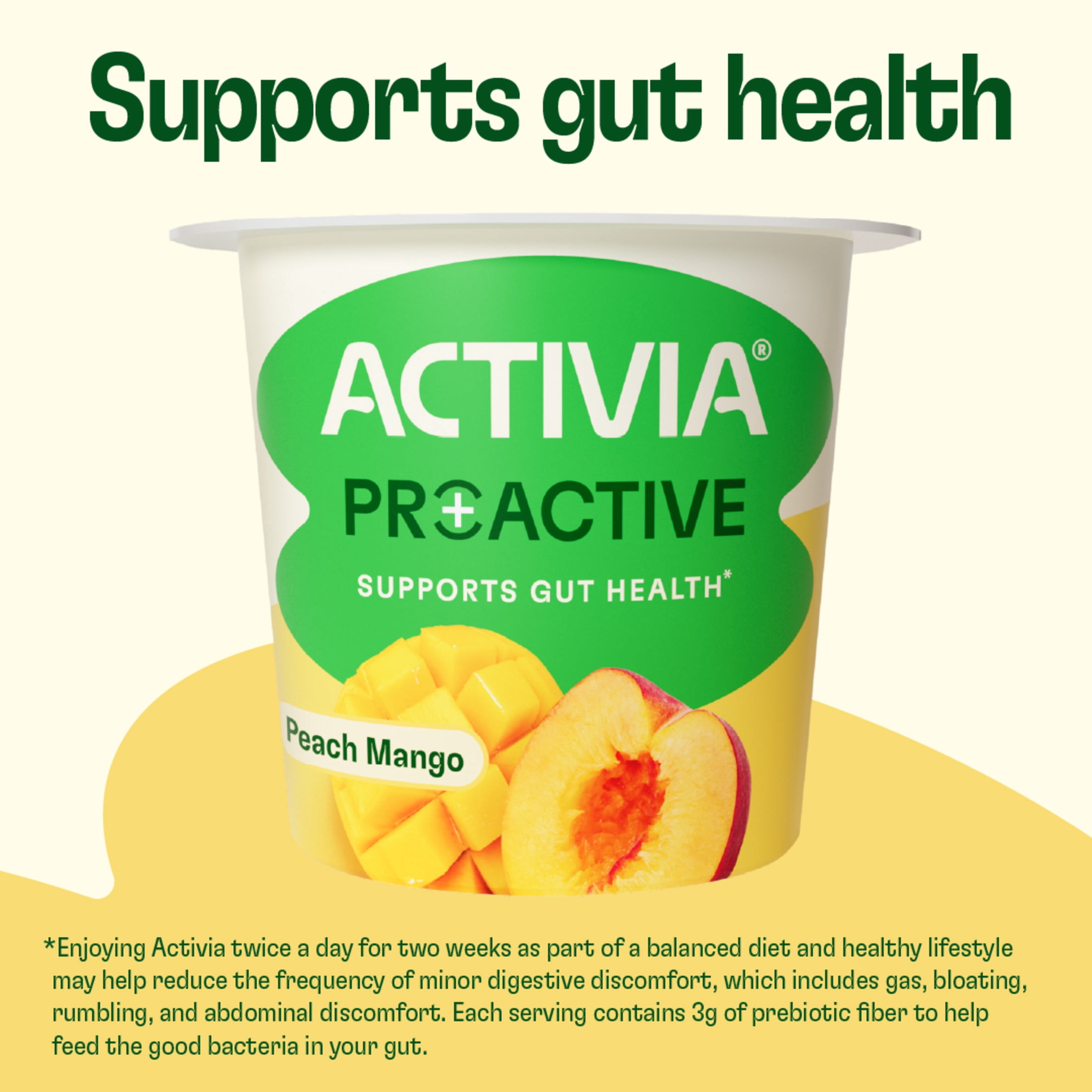 Activia Proactive Peach Mango Prebiotic and Probiotic Yogurt Cups, 5.3 oz, 4 Count​