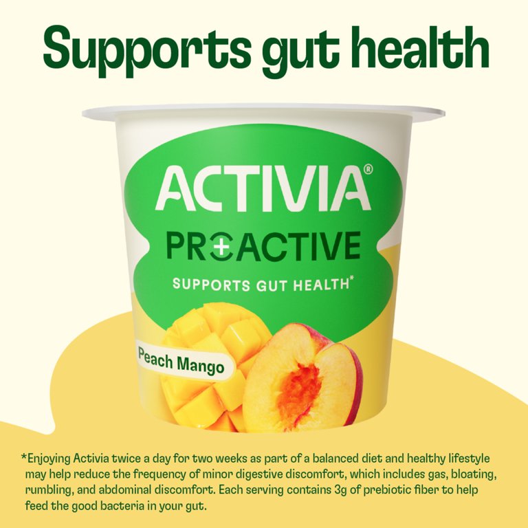 Activia Proactive Peach Mango Prebiotic and Probiotic Yogurt Cups