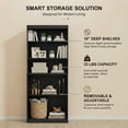 thumbnail image 2 of Lumioca 6-Tier Wooden Bookshelf, 82"H Bookcase with Adjustable Shelves (130lbs,Black), 2 of 4