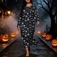 thumbnail image 4 of Women's Long Sleeve Casual Maxi Dress Spooky Skull Pumpkin Graphic Print Crewneck Flowy Fall Dresses Halloween Party Festival Costumes Everyday Apparel, 4 of 8