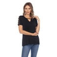 thumbnail image 1 of White Mark Women's Keyhole Neck Cutout Short Sleeve Top, 1 of 6