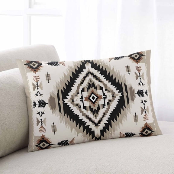 Boho Black Brown Throw Pillow Covers, Geometric Southwestern Ethnic Vintage Soft Breathable Pillow Cases with Zipper for Sleeping, King Size Pillowcases for Couch Bed Sofa Chair 20x36 Inches