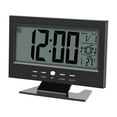 thumbnail image 3 of LCD Digital Sound Sensor Table Desk Alarm Clock with Calendar and Temp Display Black, 3 of 12