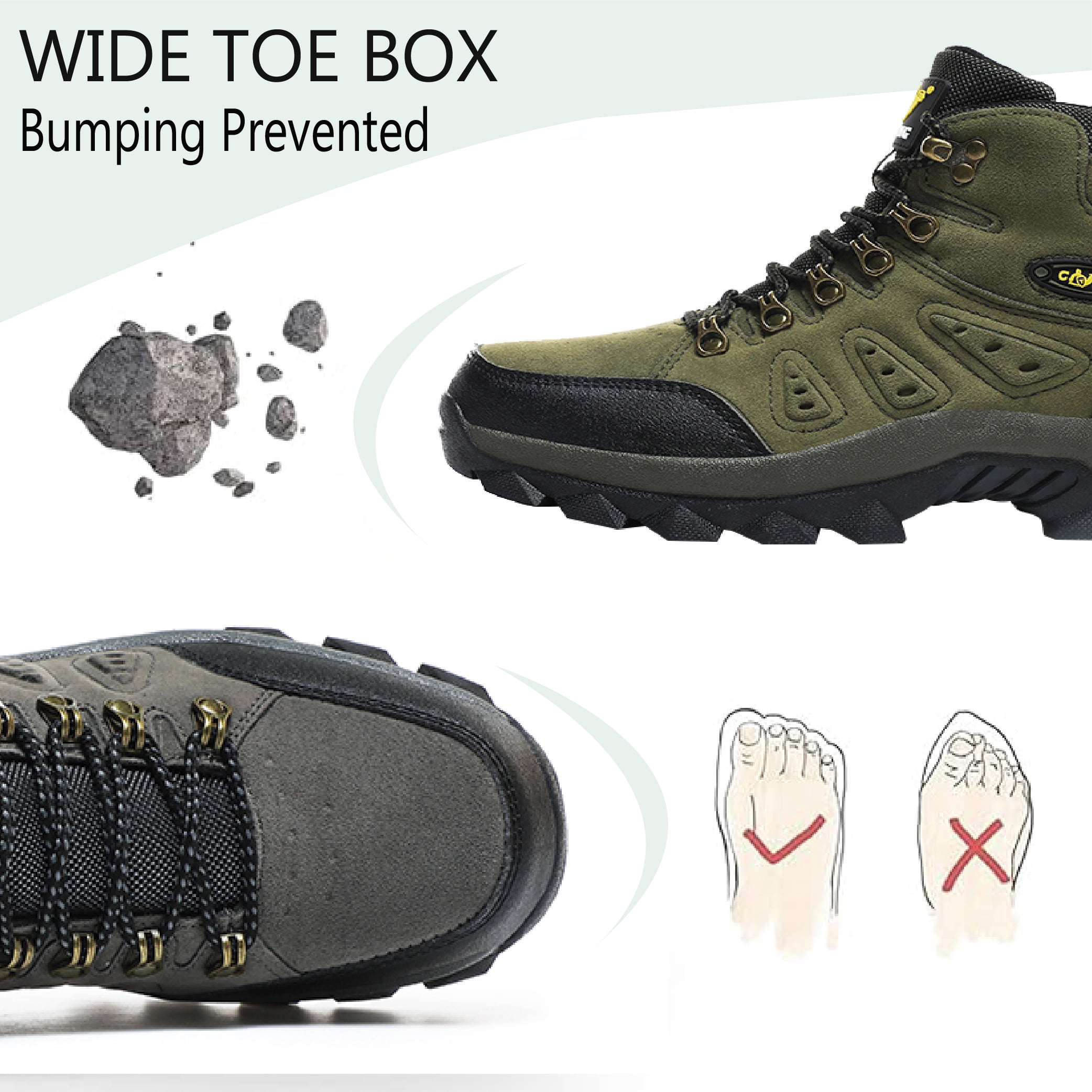 Mens Hiking Boots Outdoor Hiking Trekking Work Climbing Shoes Slip Resistant Lightweight Camping Work Shoes Green 6.5 US