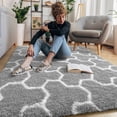 thumbnail image 4 of KIXINWA Ultra Soft Area Rug for Bedroom, 4x6 Grey and White Geometric Pattern Washable Fluffy Shag Rug for Living Room, Plush Non Slip Carpet for Indoor Floor Nursery Kids Dorm Home Decor Aesthetic, 4 of 5