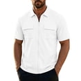 thumbnail image 2 of SAWOBUUN Men's Texture Zip Front Jacket Short Sleeve Collared Sport Top Casual Athletic Outerwear, 2 of 7
