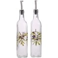 thumbnail image 1 of Dispensador de aceite de oliva y vinagre, juego de botellas dispensadoras de vidrio, juego de dispensadores de aceite de cocina con pico vertedor de acero inoxidable a prueba de fugas para cocina y, 1 of 7