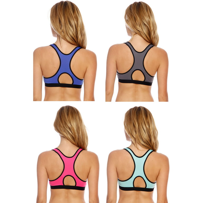 Just Intimates Racerback Sports Bra / Bras for Women (Pack of 4) (Play On  Bra Pack, 44D)