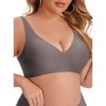 thumbnail image 4 of INSPIRE CHIC Women's Deep V Seamless Wirefree Adjustable Straps Bras Light Soft Cup Plus Size Lingerie 4XL Coffee Gray, 4 of 4