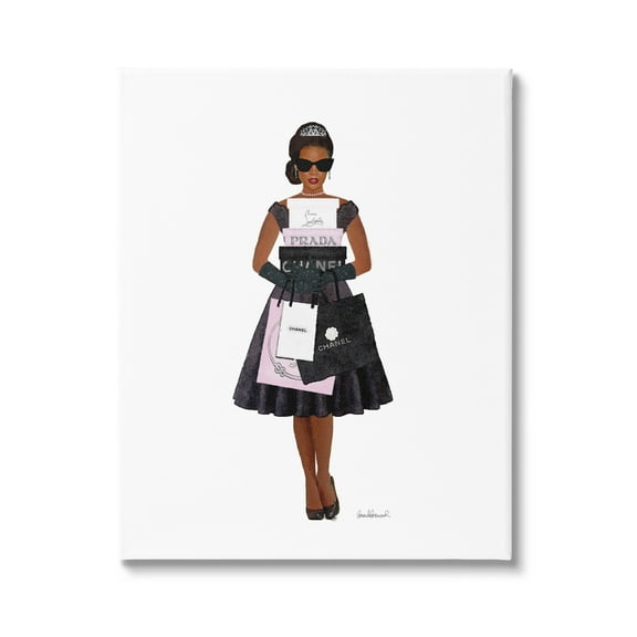 Stupell Glam Brand Fashion Shopping Woman Beauty & Fashion Painting Gallery Wrapped Canvas Print Wall Art
