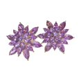 thumbnail image 2 of Eosunjian 1 Pair Women Stud Earrings Snowflake Shape Square Rhinestone Solid Color OL Commute Earrings Dating Prom Party Ear Stud Ear Jewelry Purple, 2 of 13