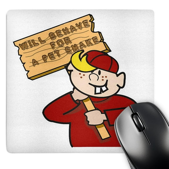 3dRose, Funny Kid Boy Bribing Parents Will Behave For A Pet Snake, MousePad