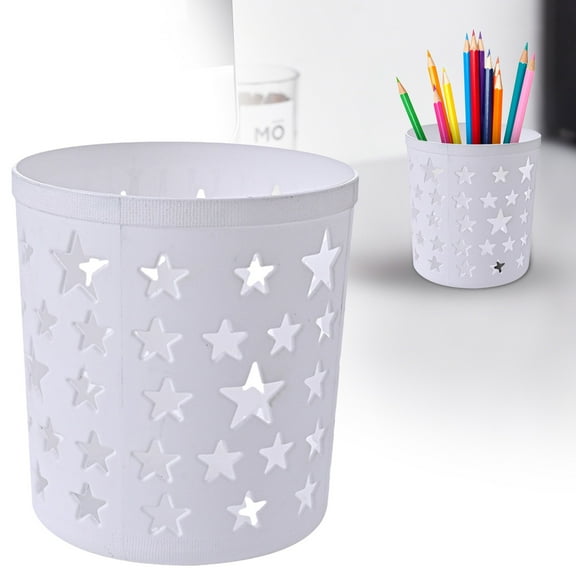 Under $2, Plastic Pencil Holder, Star Shape Pen Holder, Modern Desktop Storage, Lightweight Plastic for Office & Home, Pen Cup, White by Goohae