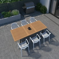 Amazonia Port of Mystique 7-Piece Teak Finish Wood 100% FSC Rectangular Patio Dining Set White