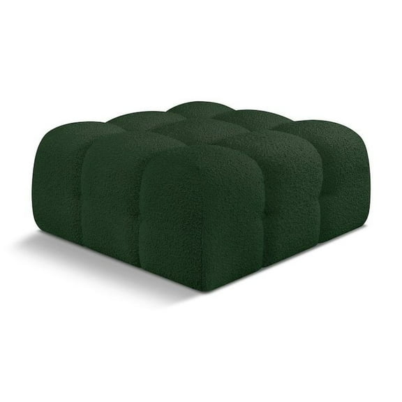 Meridian Furniture Ames Green Boucle Fabric Ottoman