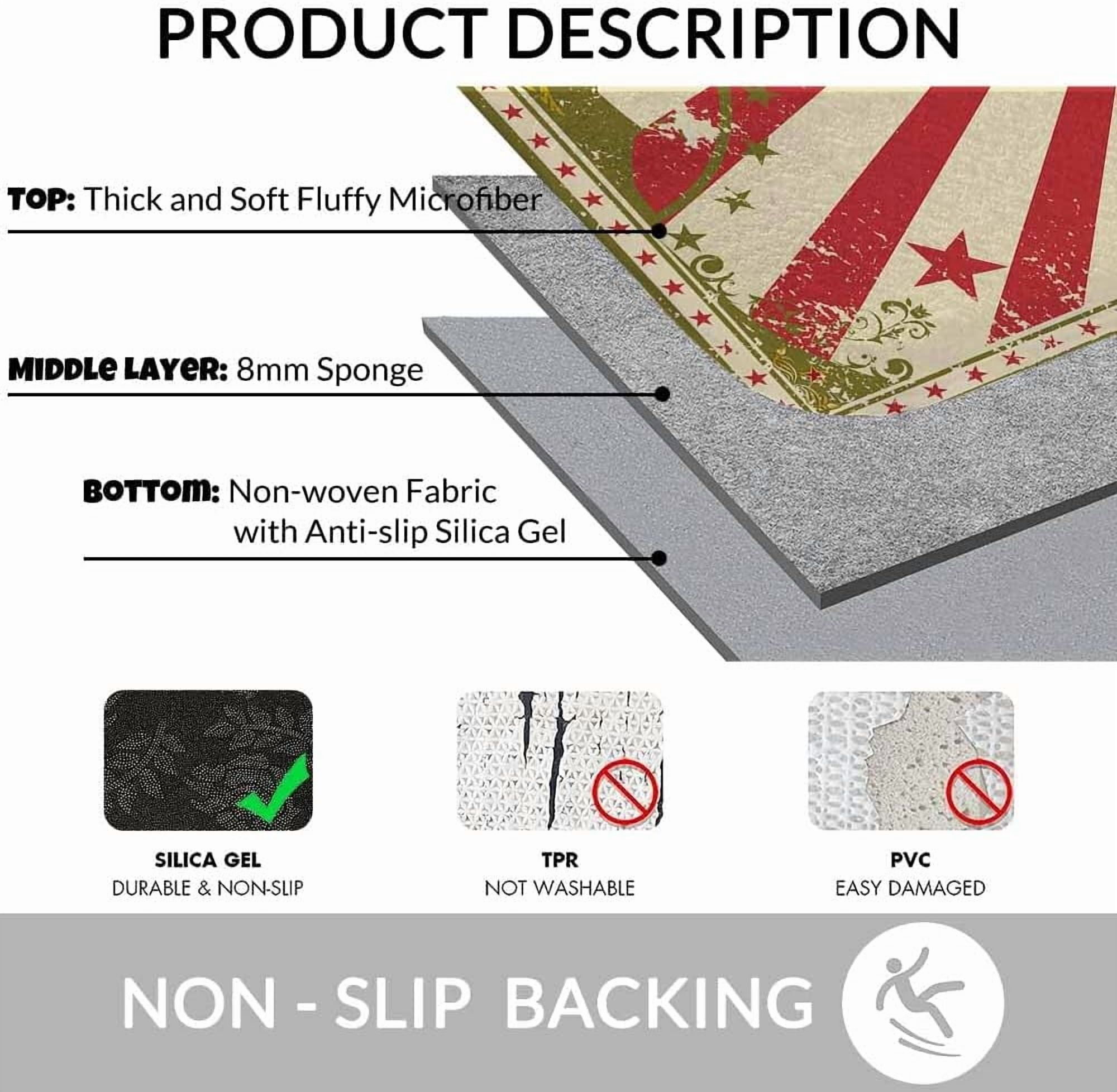 Circus Bath Rugs Microfiber Bathroom Mat Soft Plush Shaggy Shower Mat for Bathroom Fluffy Comfortable Water Absorbent Carpet Non-Slip Machine Washable 20"X30"