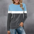 thumbnail image 2 of Women's Color Block Tunic Tops Crewneck Long Sleeve Tops Lightweight Casual Fall Dressy Vacation Shirts, 2 of 4