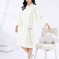 thumbnail image 5 of Htigea Long Sleeve Bathrobe for Women Velvet Short Robe Cute Lace-Up Nightgown Soft Comfy Absorbent SPA Bath Robes White,Free Size, 5 of 7