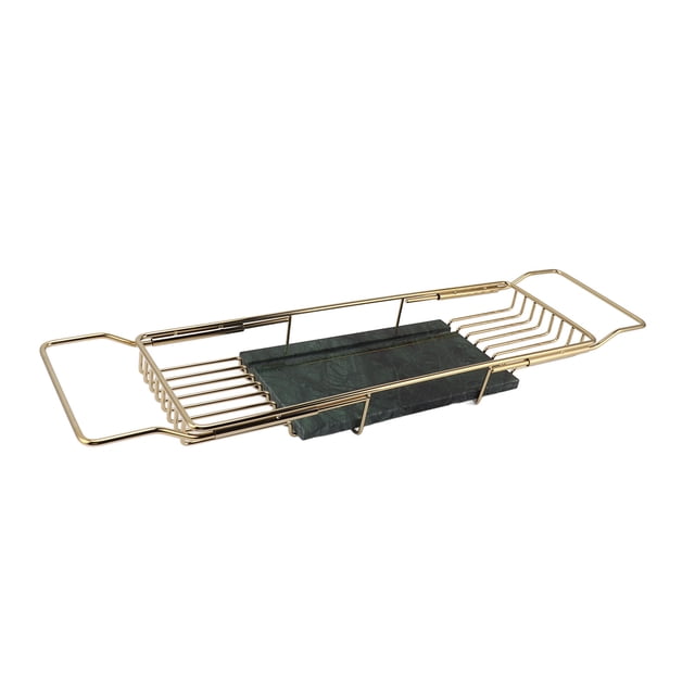Metal Marble Bathtub Rack, Metal Marble Bathtub Tray Anti Slip Space Saving Multi Functional Expandable Bathtub Tray House Warming Gift