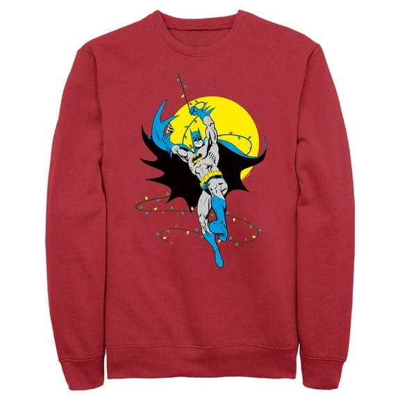 Men's Batman Christmas Light Swing Sweatshirt Red Large