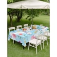 thumbnail image 4 of Outdoor Tablecloth with Umbrella Hole for Patio/Picnic/Party/Camping, Summer Floral Waterproof Table Cloth Rectangle Table Cover Washable, Pink Wildflowers Country Botanical Sky Blue (52"x 70"), 4 of 9