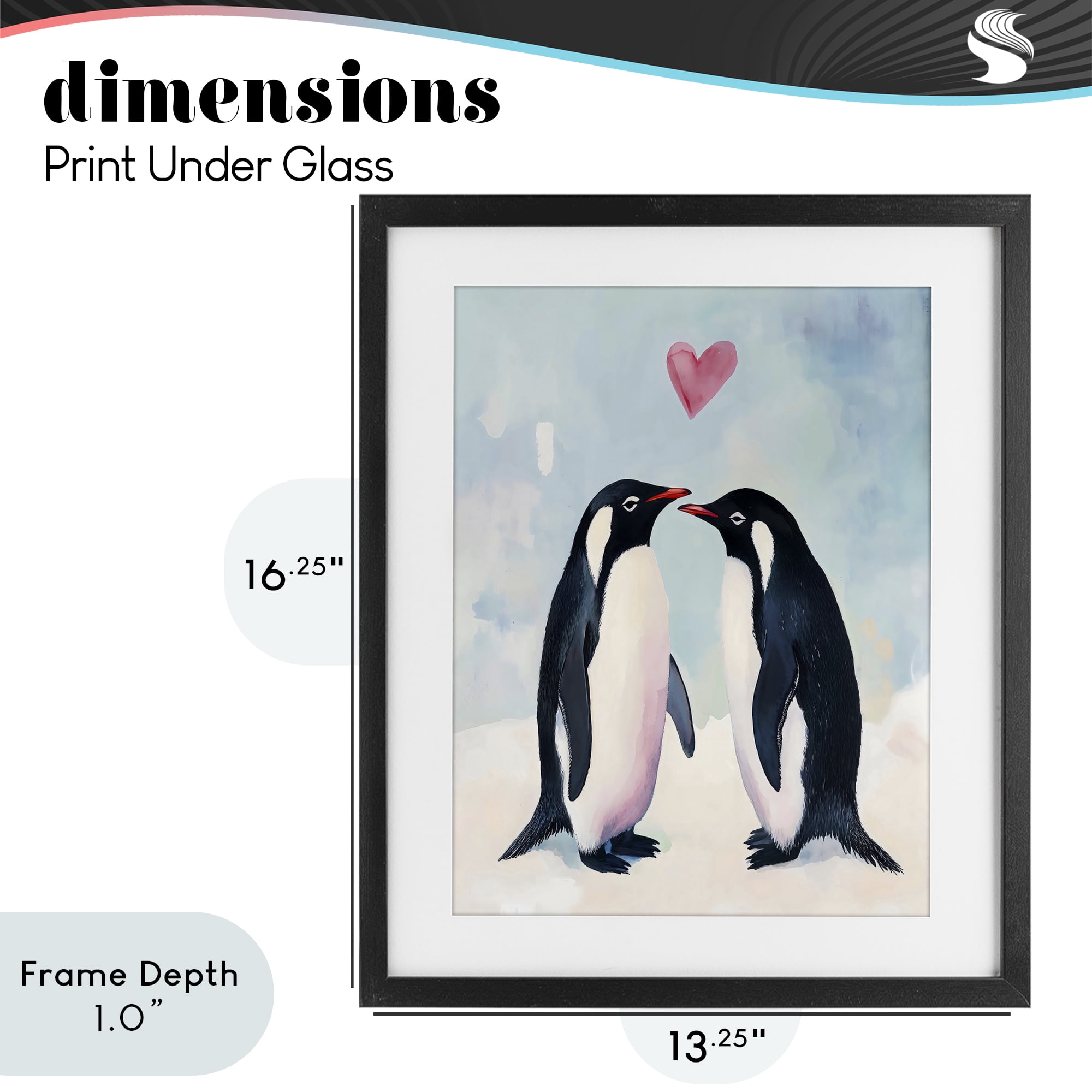Stupell Industries Penguin Love with Heart Black Framed Print Under Glass, design by The Prints Vibe