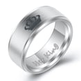 thumbnail image 5 of His Queen Her King Titanium Steel Couple Rings, Matching Set, European and American Style, Geometric Shape, Metal Geometry Elements, Festival Gift, 5 of 6
