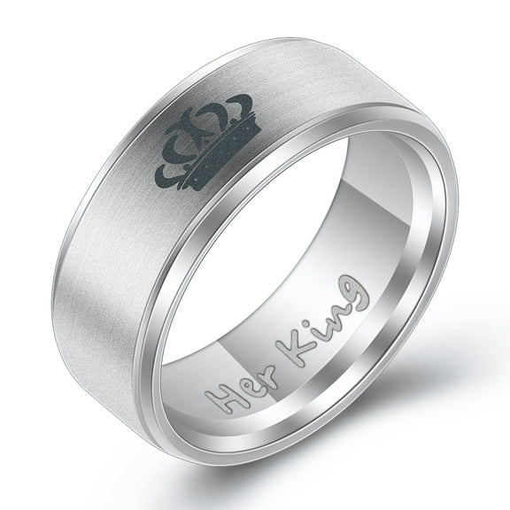 Her King His Queen Titanium Steel Couple Ring Stainless Steel