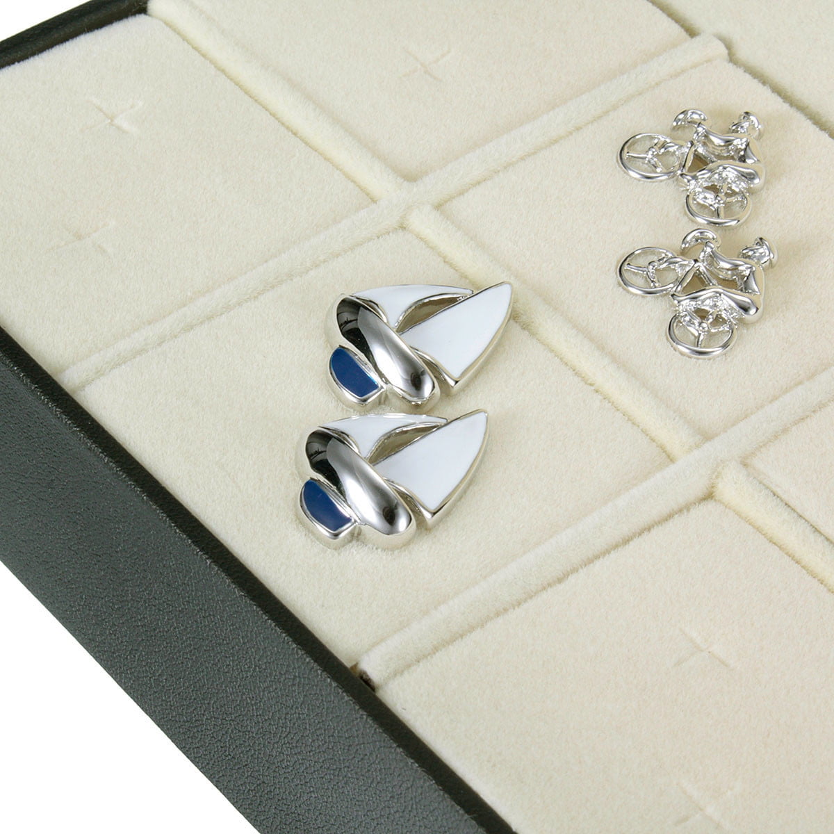 6 Pairs PU Leather Cufflinks Collect Tie Clip Storage Box Organizer Display   * 
