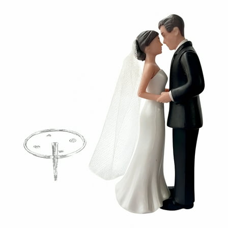 LAMIRO Bride Groom Figurine Couple Sculpture Wedding Cake Topper for Bridal Showers Black Suit