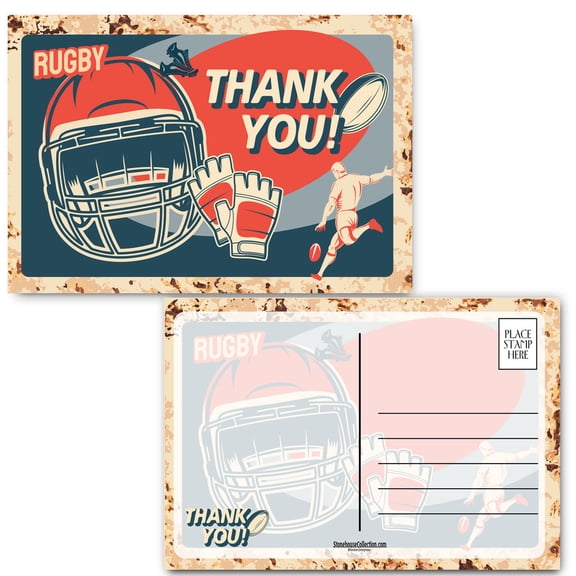 Rugby Thank You Postcards - 4 x 6 Rugby Postcards - B17126