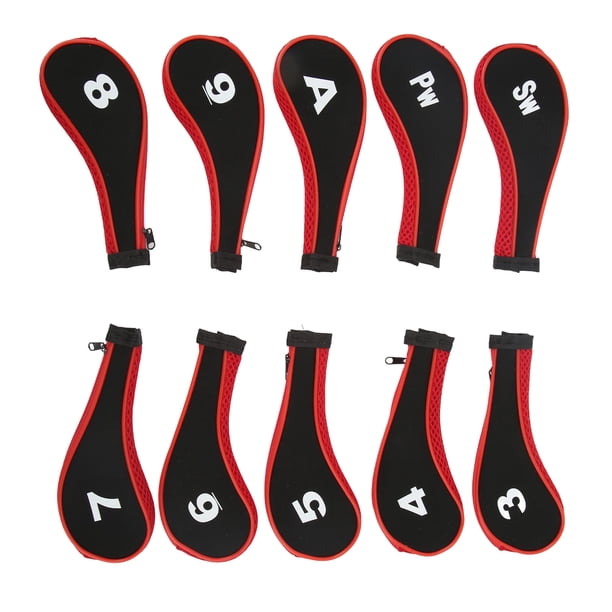 Cubierta De Palo De Golf, Cubierta De Cabeza De Palo De Golf Resistente Con Cremallera De Neopreno Para Amantes Del Golf Para Hierros ANGGREK Rojo