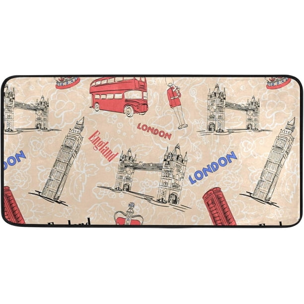 Bus Rug Large London Big Ben Red Bus Crown Human Area Rug Front Door Mats Carpets ...