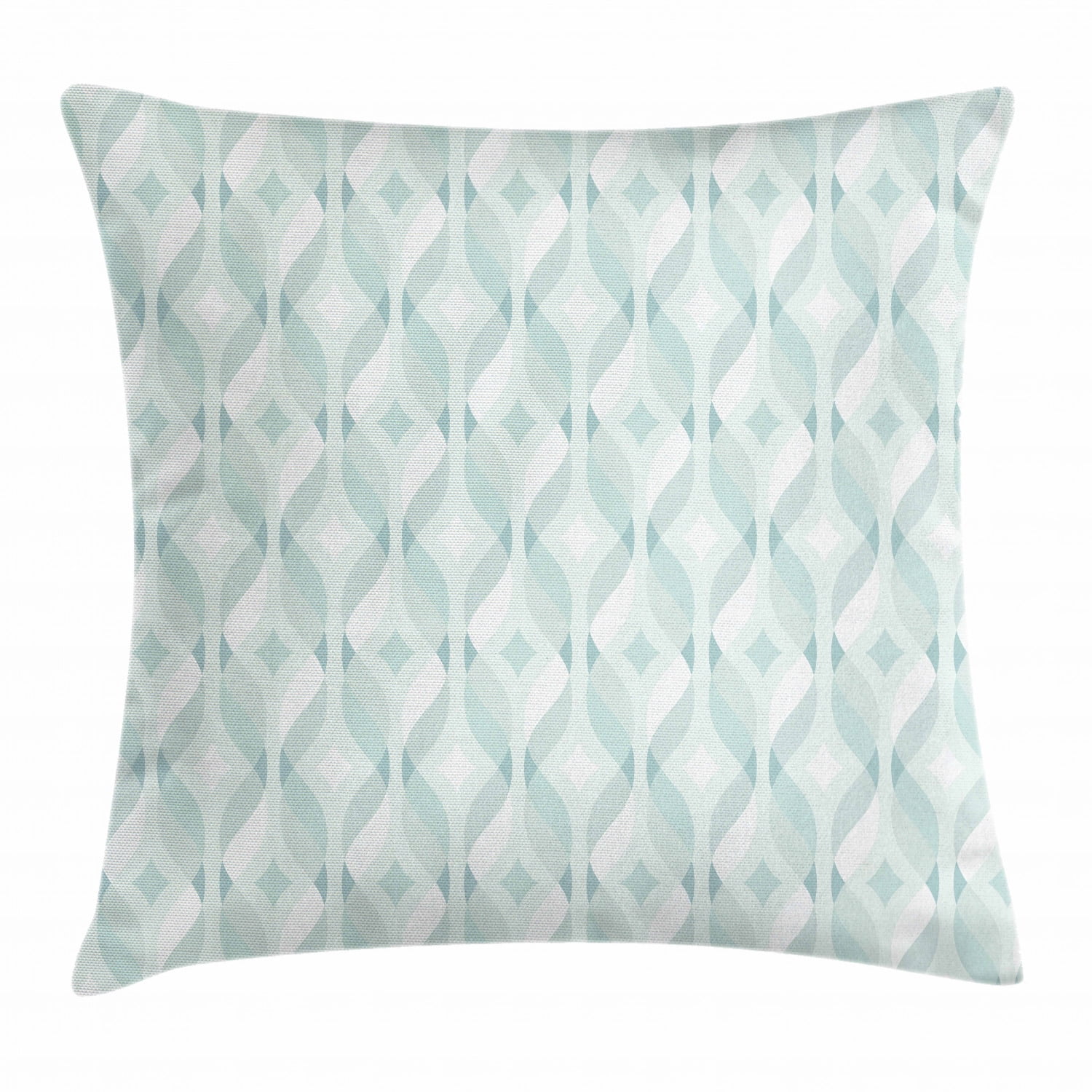 Seafoam Throw Pillow Cushion Cover, Tangled Lines with Rhombus Pattern