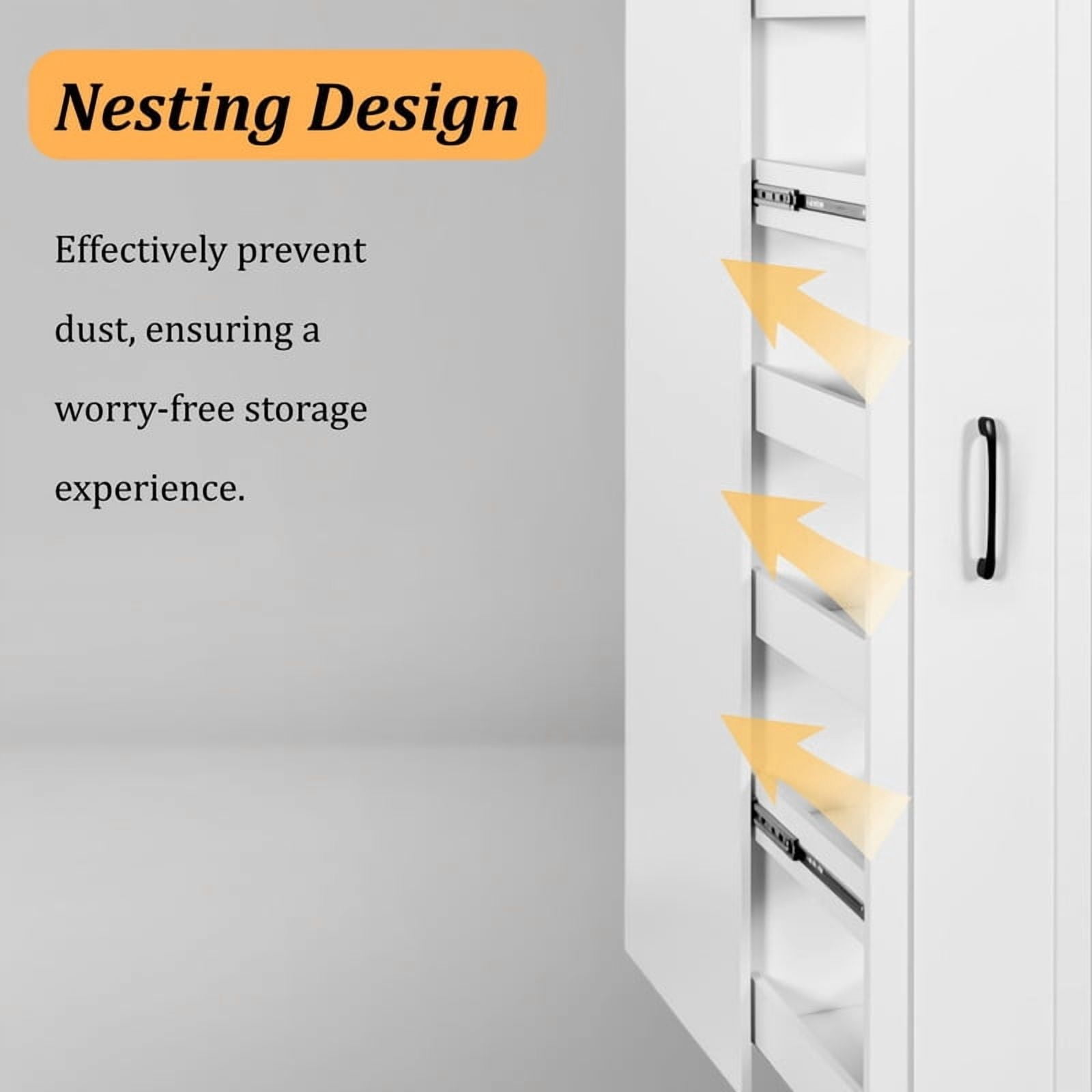 71''H 6-Tier Dustproof Rolling Storage Shelf Cabinet with Wheels, Kitchen Storage Rack with Casters