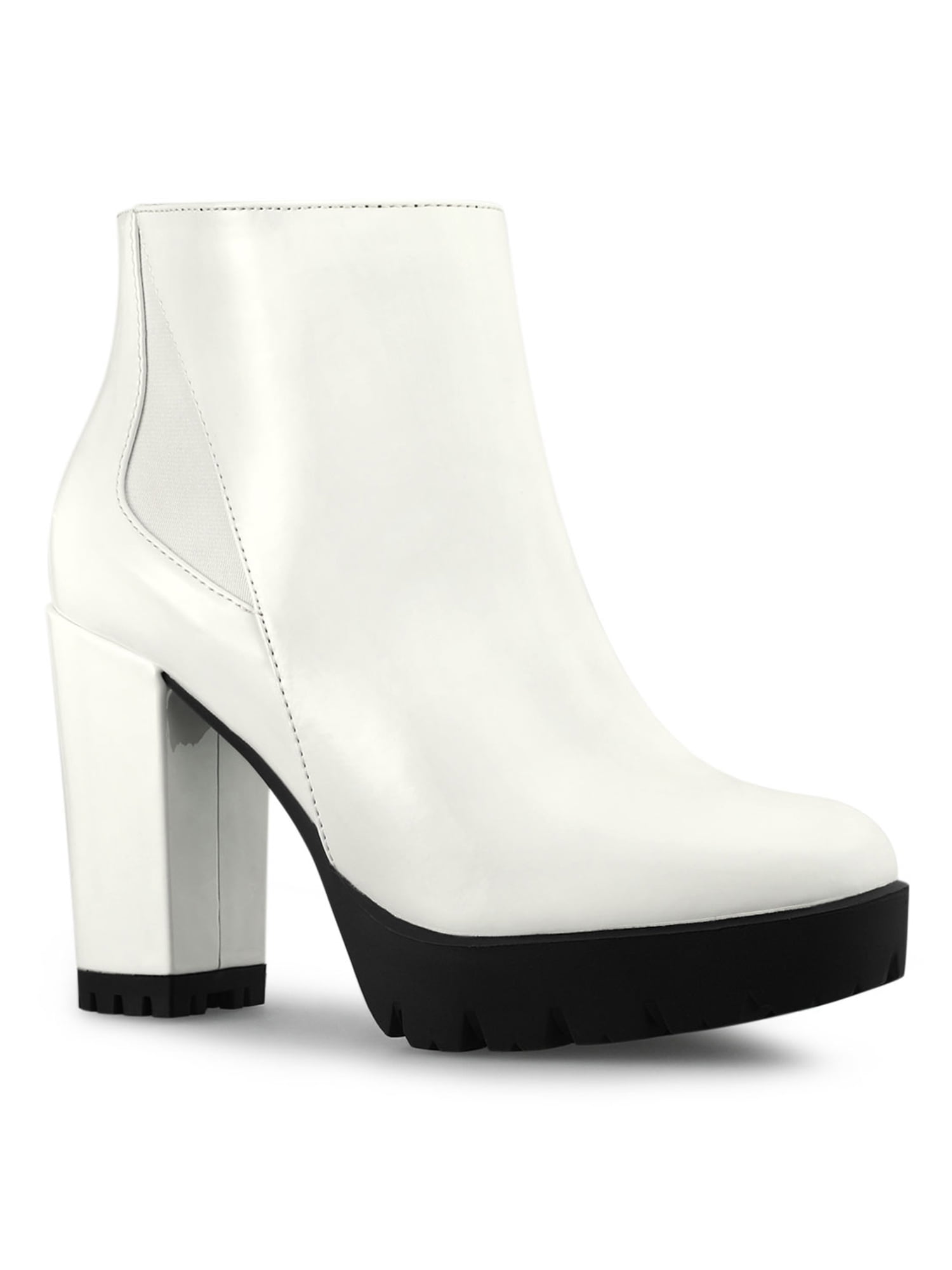 mid heel platform ankle boots