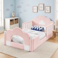 thumbnail image 4 of ChenyueFurn Twin Cloud Bed, Solid Wood Frame with Safety Guardrails,Pink, 4 of 12