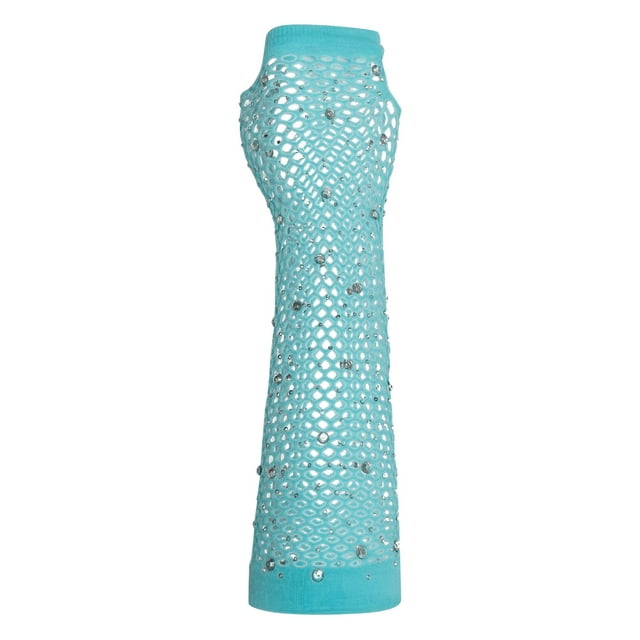 Gants Sans Doigts pour Femmes, Gants Courts en Maille Fête Punk Demi-Doigts en Maille Extensible Gants Diamant Couleur, Accessoires de Mode Automne Hiver