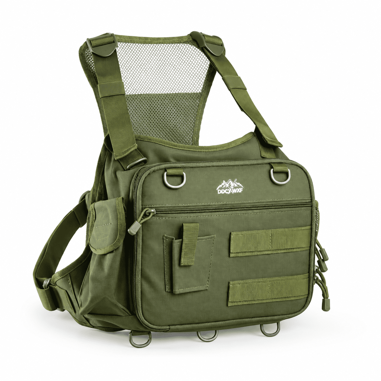 Green Fishing Chest Pack with 3 Bait Boxes Fly Tackle Bag and Work Station