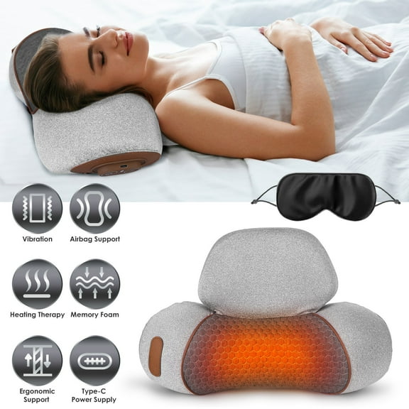 3-in-1 Heated Neck Massager Pillow with Vibration & Airbag, Relaxing Cervical Support Gift for Family & Friends
