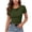 Army Green, variant on Womens Fitted Tops Cowl Neck Short Sleeve Solid Color Ruched Slim Shirts Office Work Wear Blouses