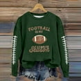 thumbnail image 2 of awzxde Chandails pour Femmes Décontractés Légers Col Rond Chandails Manches Longues Graphique de Football Imprimé Chandail Chandails Haut Blouse Vert Foncé, 2 of 4