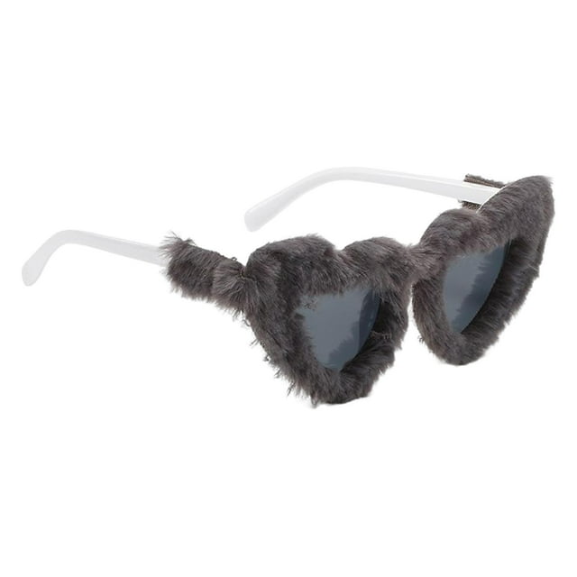 TISHITA Soft Plush Sunglasses Eyewear for Masquerade Travel Photo Props Gray Gray White